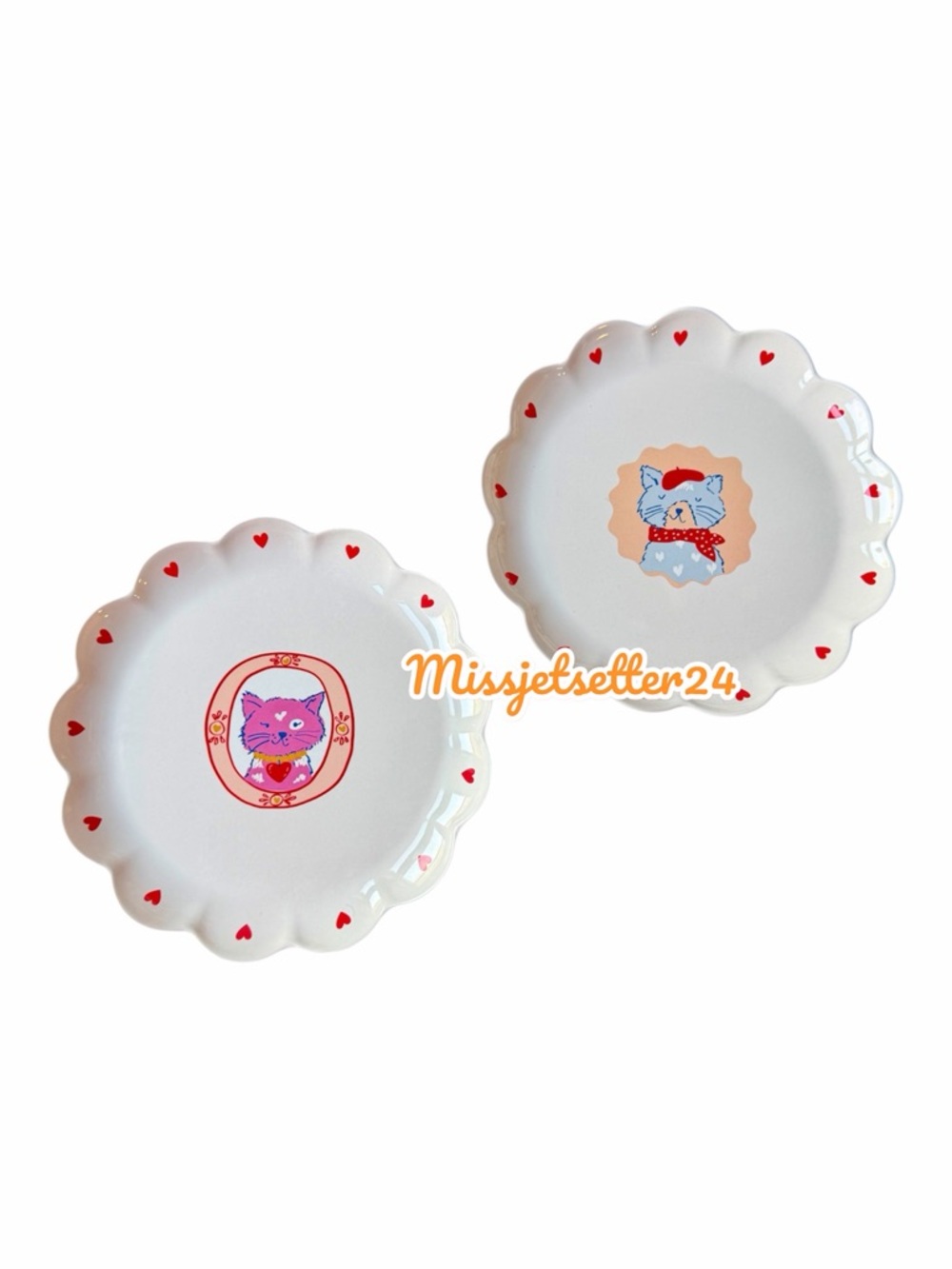 2 Target Pillowfort Novelty Cat Dinner Plates 10.5" Valentine’s 2026 Heart